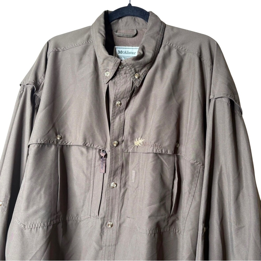 McAlister Mens 3XL Brown Ventilated Long Sleeve Fishing Sporting Shirt Gorpcore